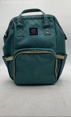 LAND Unisex Green Adjustable Strap Outer Pockets Backpack Waterproof Diaper Bag - Image 1 of 4