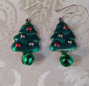 Vintage Weihnachtsbaum Ohrringe Ohrhänger grün Ohrhänger - Bild 1 von 2