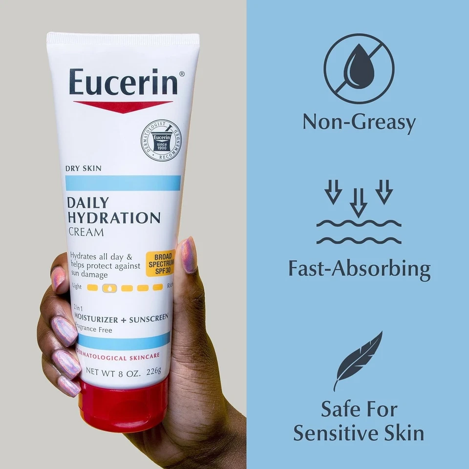 Eucerin Daily Hydration Cream SPF 30 Fragrance Free8 Oz 226 G