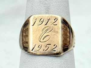 Antiker viktorianischer Siegelring 10 K Gelbgold geätzt Buchstabe C Größe 5,5 - Bild 1 von 5