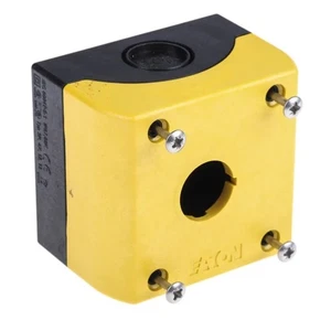 Eaton Grey/Yellow Plastic M22 Push Button Enclosure - 1 Hole 22mm Diameter (77) - Picture 1 of 4