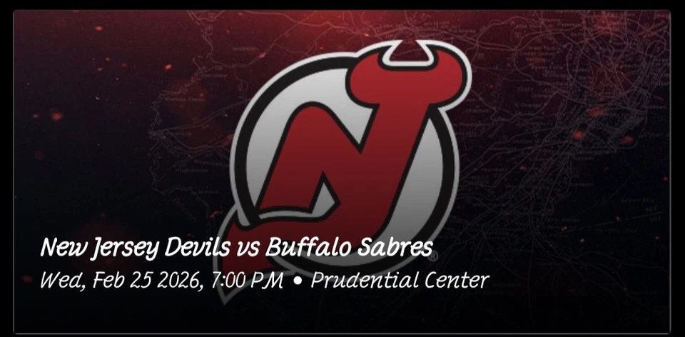 2 NJ Devils Vs Buffalo Sabres Tickets  2/25/26 Sec 132 Row 1 - Image 1 of 1