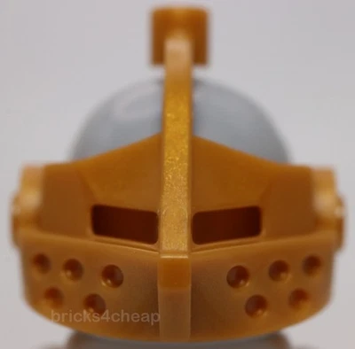 Lego Castillo Gris Azulado Claro Minifigura Casco Estándar Perla Oro Punto Visera Foto 1 de 2