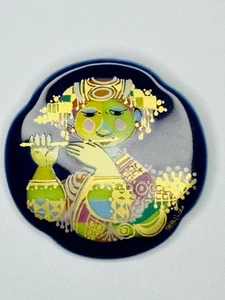 Broche de porcelana flautista Rosenthal Studio-Line Björn Wiinblad dorado y esmaltado - Imagen 1 de 5