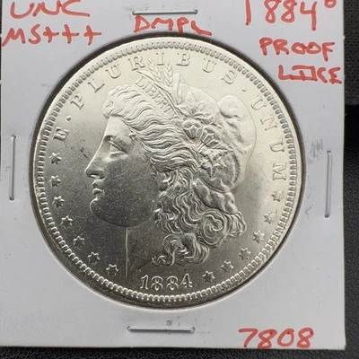 1884 O BU GEM MORGAN SILVER DOLLAR UNC MS+++ DMPL U.S. MINT RARE COIN 7808 - Image 1 of 2