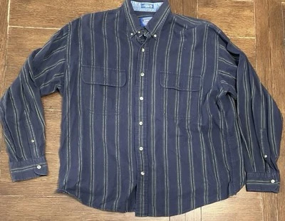 Men’s Pendleton Size L Blue Striped Cotton Button Up Shirt Long Sleeve  - Image 1 of 3