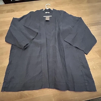 J. Jill Pure Jill Jacket Womens Medium Slate Blue Linen Open Front Kimono - Image 1 of 4