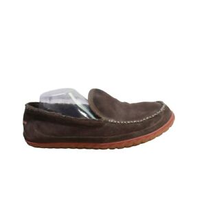 LL Bean Men's Brown Suede Fleece Lined Mountain Moccasin Slippers Size 12 M