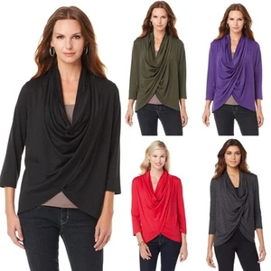 Rhonda Shear Drape Front Cardigan Top 359188-J (Med) - Picture 1 of 3