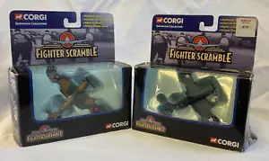 2002 Corgi Fighter Scramble Diecast Planes Supermarine Spitfire & Gray w/ Stars - Picture 1 of 22