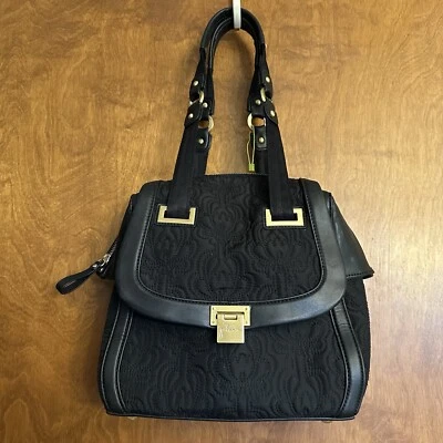 Bolso Cartera Petunia Pickle Inferior Bolso Hombro Negro Dorado Detalle Bordado Foto 1 de 4