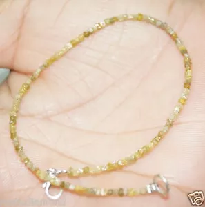6,00 ct natürlicher gelber Kongo Würfel Diamant Rohdiamant Armband 7" 925 Verschluss NR - Bild 1 von 3