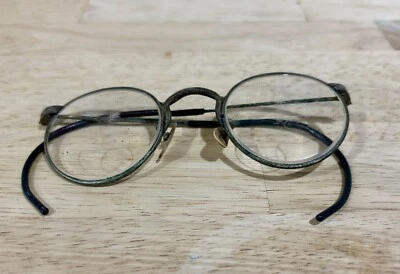 Antique Round Wire Eyeglasses Prescription Early 1900's Steampunk Ben Franklin - Image 1 of 4