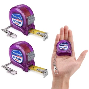 WORKPRO 2PC 6FT Tape Measure Retractable Keychain Small Tape Measure Inch/Metric - Picture 1 of 9