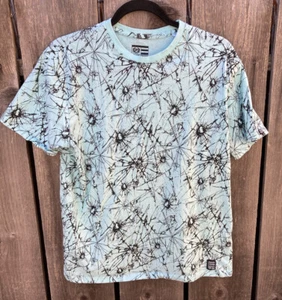 Youth Phat Farm T-Shirt Broken Glass Turquoise M Cotton Street Art Abstract City - Picture 1 of 11