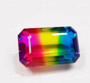 81 Ct Doublet Glass Stone Multi Color Tourmaline Emerald Stone Loose Gemstone - Picture 1 of 5