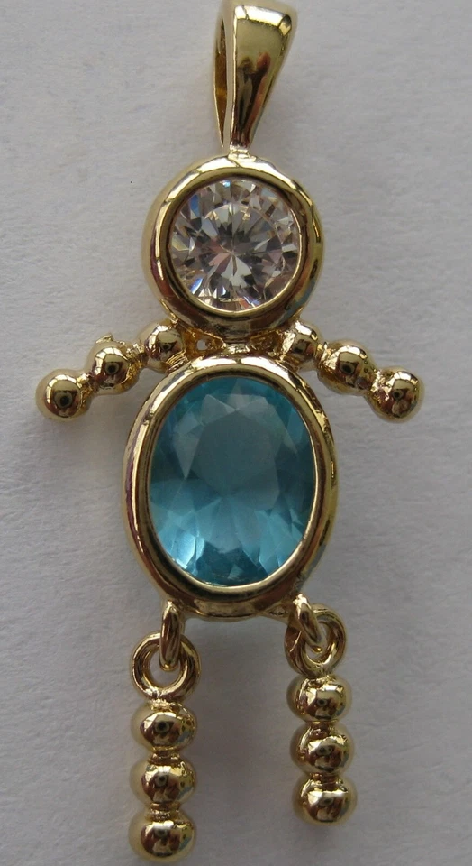 MARCH  24k GOLD FILLED  BOY BIRTHSTONE BRAT / KID/ BABY CHARM - Image 1 of 1