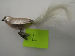 L VINTAGE ORNAMENT CHRISTMAS BIRD MERCURY GLASS SPUN GLASS TAIL CLIP HOLIDAY - Picture 1 of 2