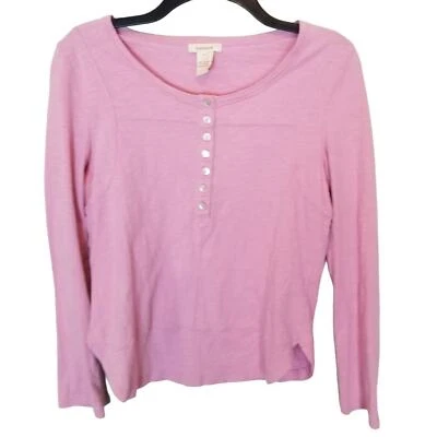 Sundance Top Long Sleeve Top Henley Shirt Women S Pink Cotton Tops Women Casual - Image 1 of 4