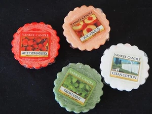Yankee Candle Wax Tart Melts 4 pc Lot Strawberry-Peach-Fresh Mint-Clean Cotton - Picture 1 of 6