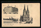 Köln, Hotel Disch, Dom und Schiffbrücke mit Dampfer, Ansichtskarte 1913 