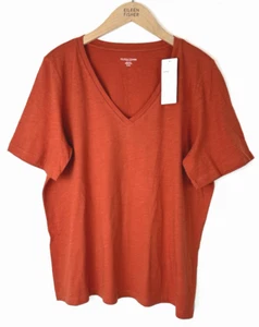Camiseta Jersey Cuello en V $108 Eileen Fisher Petite PL Naranja Algodón Orgánico NUEVA - Imagen 1 de 5