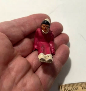 Lead Soldier Woman Civilian Sledding Seated Position Fun Seeker 1.5" inches long - Picture 1 of 10