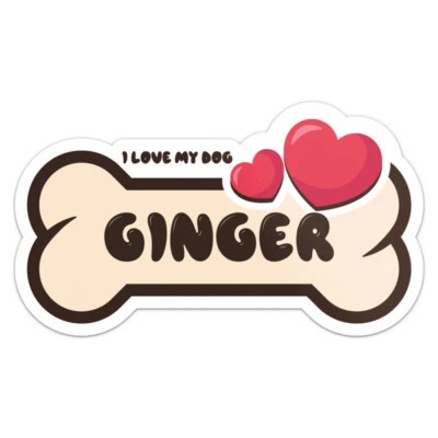 Ginger Dog Name Vinyl Decal Waterproof Car Bumper Sticker - Image 1 of 4