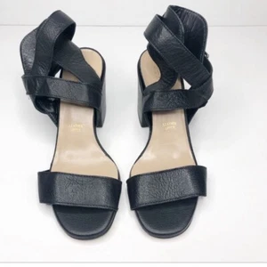 Summit White Mountain Ankle Strap Block Heel Sandals Black Strappy Size 39 - Picture 1 of 7