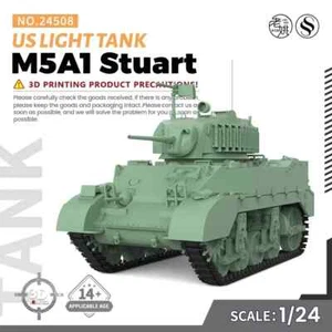SSMODEL SS24508 1/24 Military Model Kit US M3A1 Stuart Light Tank - Picture 1 of 5