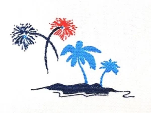 Free Planet Men's Short Sleeve Shirt Size L Palm Tree/Fireworks-Pocket  - Picture 1 of 9