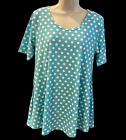 Lularoe Small NEW Perfect T Shirt Flare Top Light Blue Polka Dot Brand With Tags