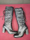 Nine West Leather boots high heel size 6.5 womens slip-on casual knee