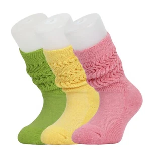 Colorful Cotton Kids Long Socks Knee High Slouch Socks 3 Pairs 3-12 Years Old - Picture 1 of 110