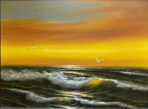 Original Painting Oil on Canvas Artistic Interiors 12" By 16” Framed Seaside - Picture 1 of 5