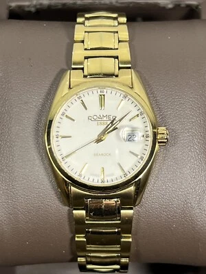 Reloj pulsera de cuarzo ROAMER Searock para mujer con fecha dorada 210844482520 WR100m Ø30 mm Foto 1 de 4