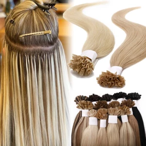 Extensiones de cabello humano rubio punta en U de queratina de cabello humano 100 % indio Remy - Imagen 1 de 34