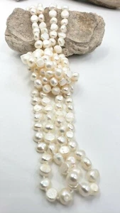 Freshwater Baroque White Pearls Necklace 67” long - Picture 1 of 6