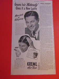 1948 KREML Hair Tonic Grooms Hair Naturally New Lustre vintage print ad - Picture 1 of 1