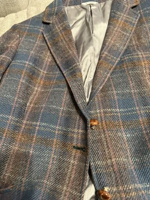 Chaqueta Blazer Lands End Mujer Marrón Rosa Gris Azul Lana a Cuadros Forrada 14 Foto 1 de 4