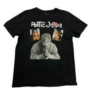 2Pac Tupac Poetic Justice T-Shirt Black Mens L Short Sleeve Hip Hop Rap Music - Picture 1 of 8