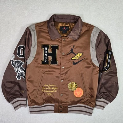 JORDAN X Honor The Gift Westbrook Varsity Jacket Patches DX6244-204 Mens Small - Image 1 of 4