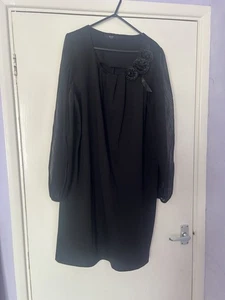 Woman Black Jersey Tunic Top With Rose Design On The Side By BHS Size 20 - Picture 1 of 24