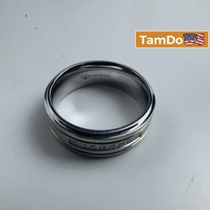 Anillo de acero inoxidable para hombre con detalles y piedras - talla US 12 (aprox) - Imagen 1 de 6