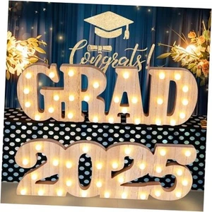 2025 Graduation LED Light-Up Marquee Letters Sign - GRAD 2025 Decor, Class of - Picture 1 of 8