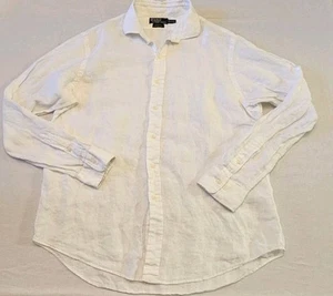 Polo Ralph Lauren Hemd Herren XL Weiß Leinen Spitze Knopfleiste Langarm Vorbereitung - Bild 1 von 5