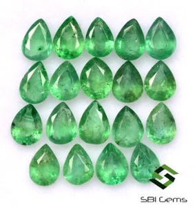2.63 Cts Natural Emerald Pear Cut 4x3 mm Lot 19 Pcs Rich Green Loose Gemstones - Picture 1 of 5
