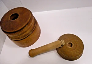 Antique Wooden Wheat Butter Mould Press 4.5” Primitive Rare Patten Apr 17 1866 - Picture 1 of 12