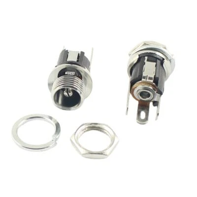 2Pcs DC Power Jack Female 3 Pin Panel Mount Socket Connector DC025M 5.5x2.1mm - Image 1 of 4