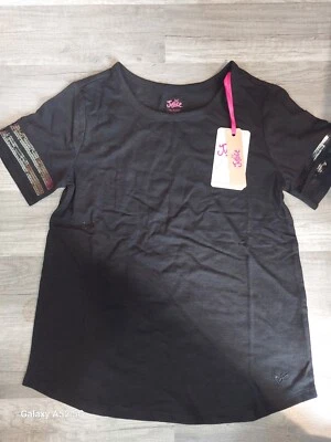 NWT Justice Girls Black Short Sleeved Sequin Sleeve Top size 10 (12) - Image 1 of 2